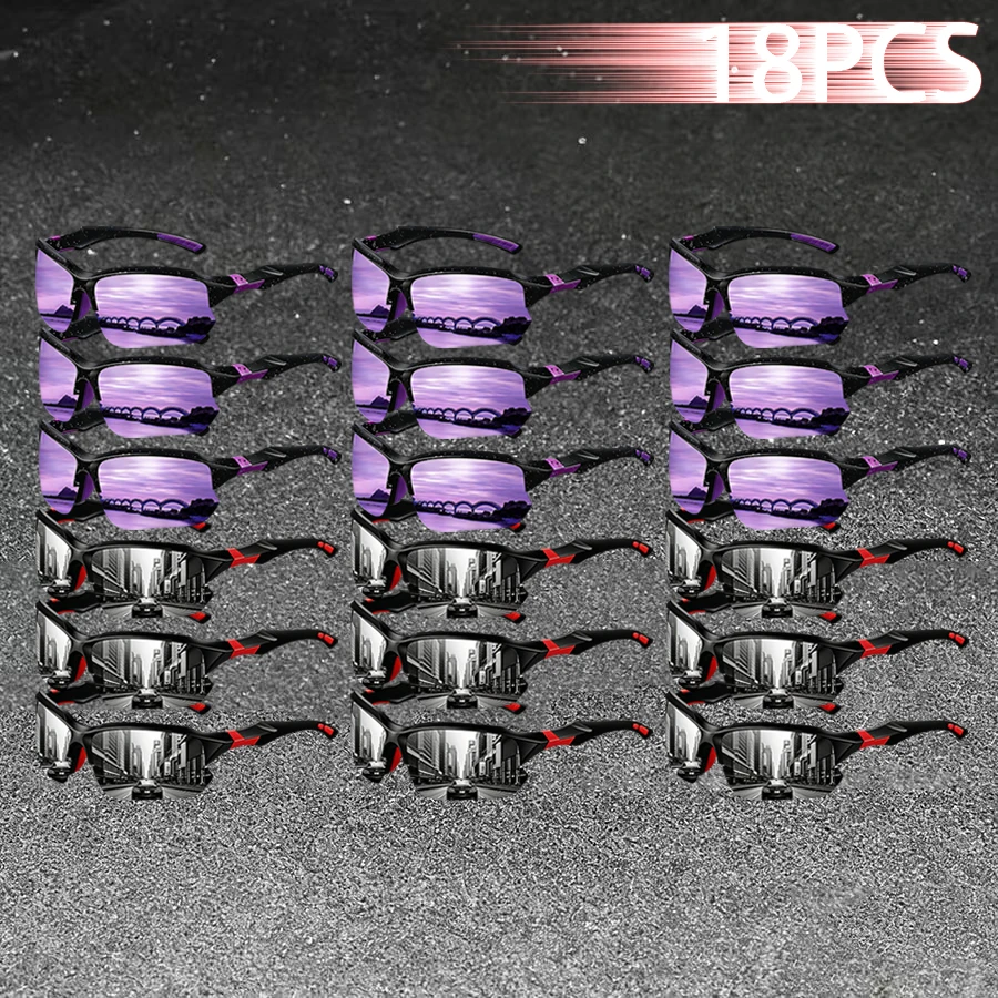 

18 шт. модных спортивных очков с цветным дизайном в полуоправе для мужчин и женщин, для бега, альпинизма, вождения, рыбалки, винтажные солнцезащитные очки