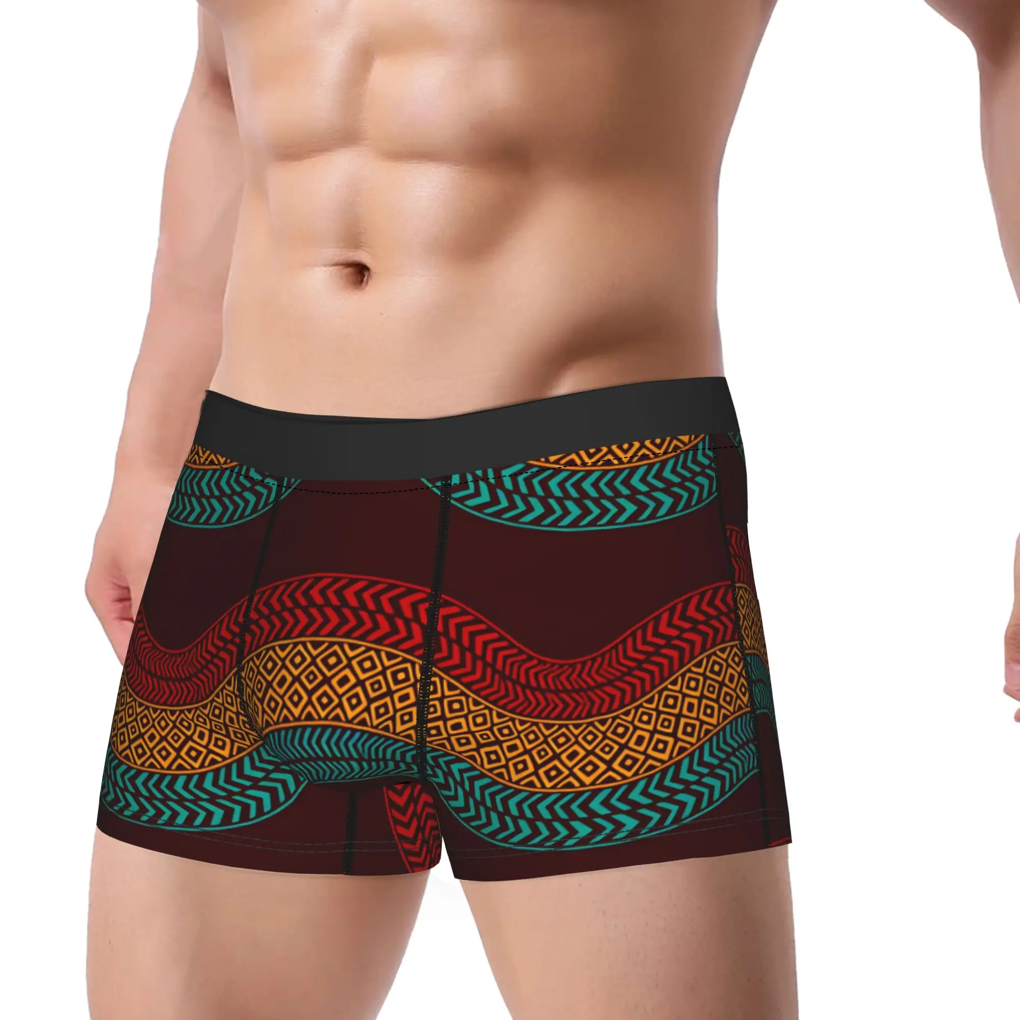 African Tribal Patterns Boxer Brief  Underwear Trenky Men's Breathable Trunk Printing Large Size Underpants