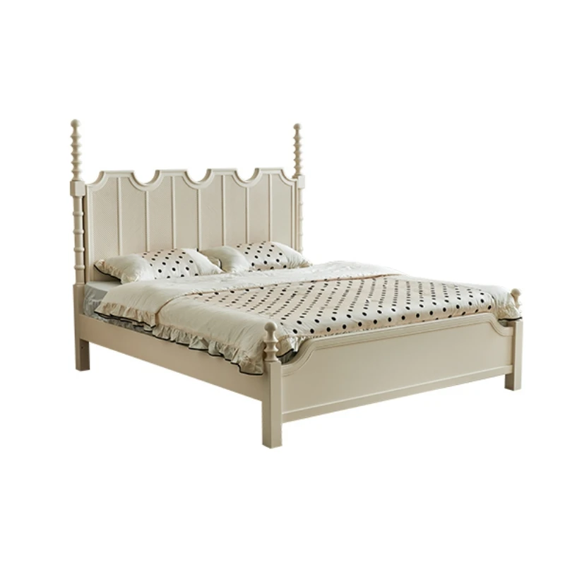 

&c French Cream White Solid Wood with Antique Furniture Storage 1 Meter 8 Master Bedroom Double Bed