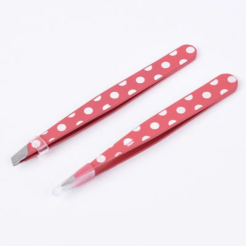 Mini Hair Removal Tweezers Stainless Steel Eyebrow Tweezers Pink Point White Tip Point Face Harmless Makeup Beauty Tool