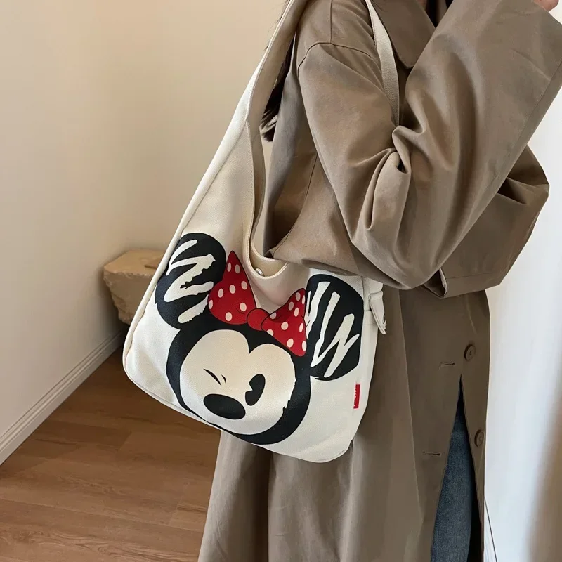

Disney Mickey Mouse Large Capacity Canvas messenger Shoulder Bag Cartoon Tote Cross Body Bag Student Class Fashion Shopping Bag