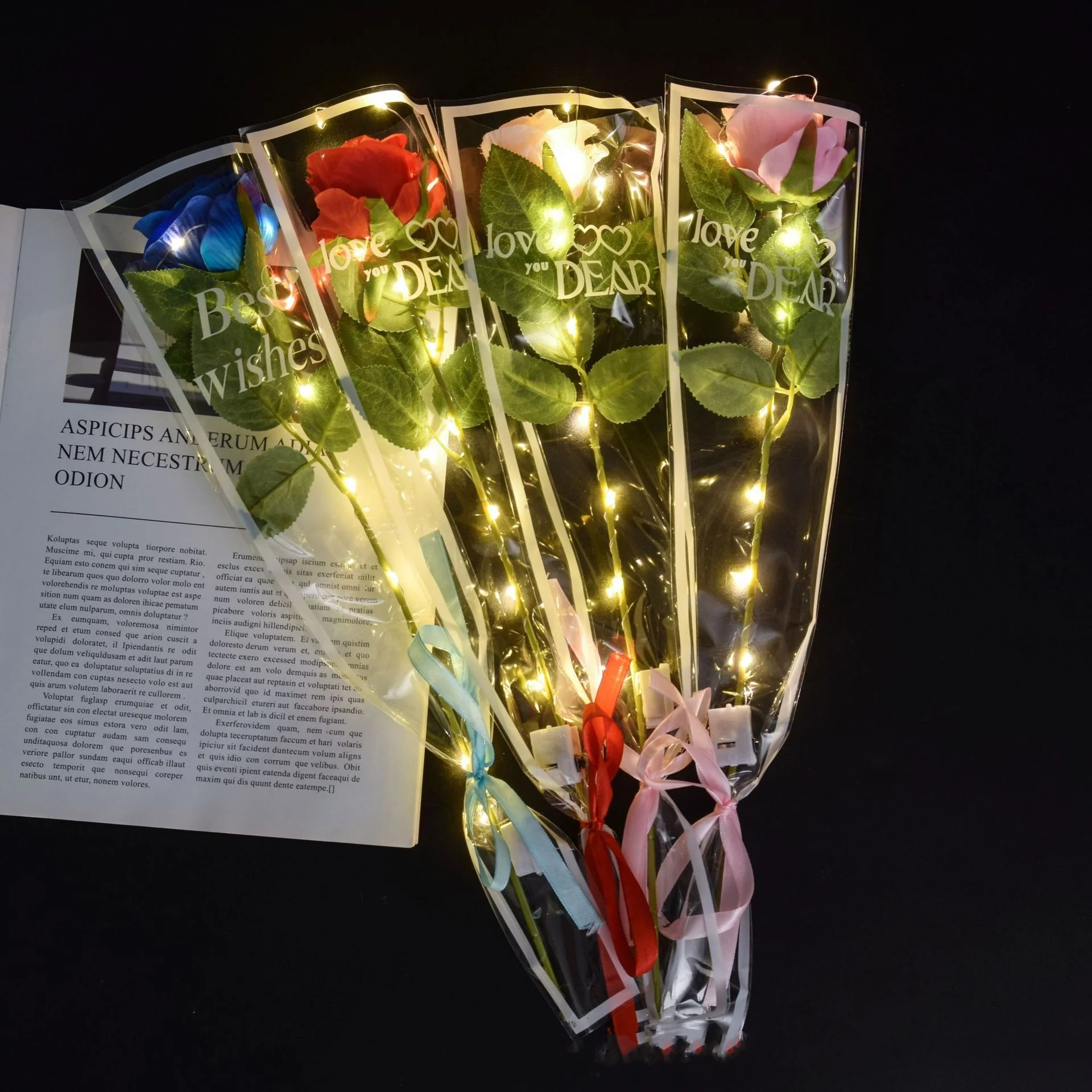 1 pz Led Light Up rose incandescenti Bouquet di fiori rossi Led Flash Handheld san valentino Glow Party decorazione di nozze