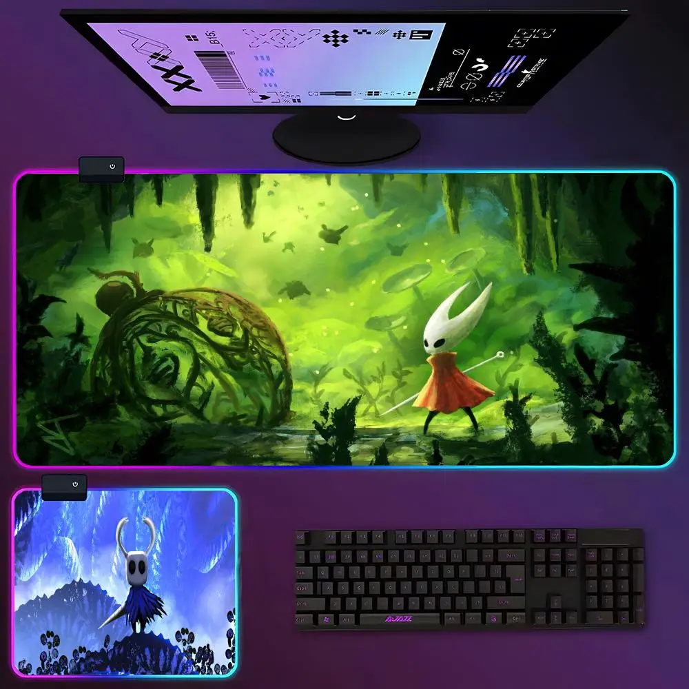 Hollow Knight Mouse Pad RGB Luminous 700X400mm Large Table Pad Encrypted Anti Skid Super Large Mouse Pad