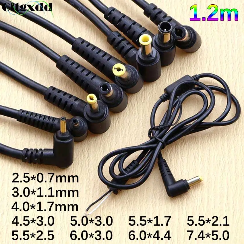 1.2m DC Power Cable Laptop DC Power Jack Connector DC Male Plug Adapter DIY Extension Charging Line For Asus Lenovo Samsung HP
