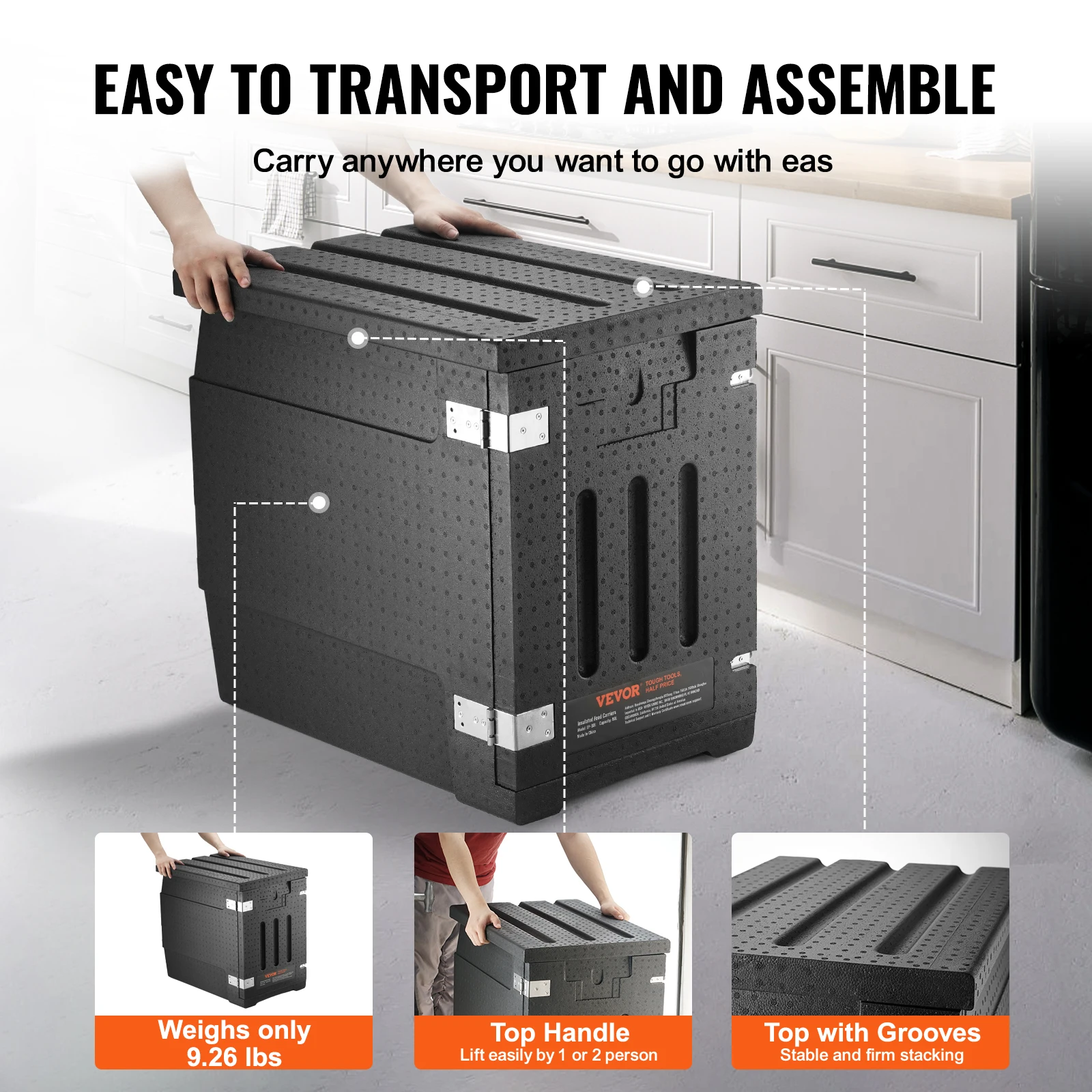 SucceBuy 82Qt حامل مقلاة الطعام معزول صندوق أطباق محمول قابل للتكديس لتدفئة الطعام للمطعم والمقصف