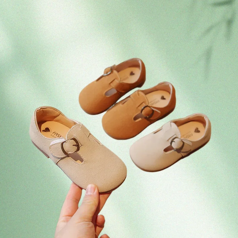 

Children's Flat Shoes Fashion 1-10 Years Girls Cotton Shoes New Brown Kids Leather
