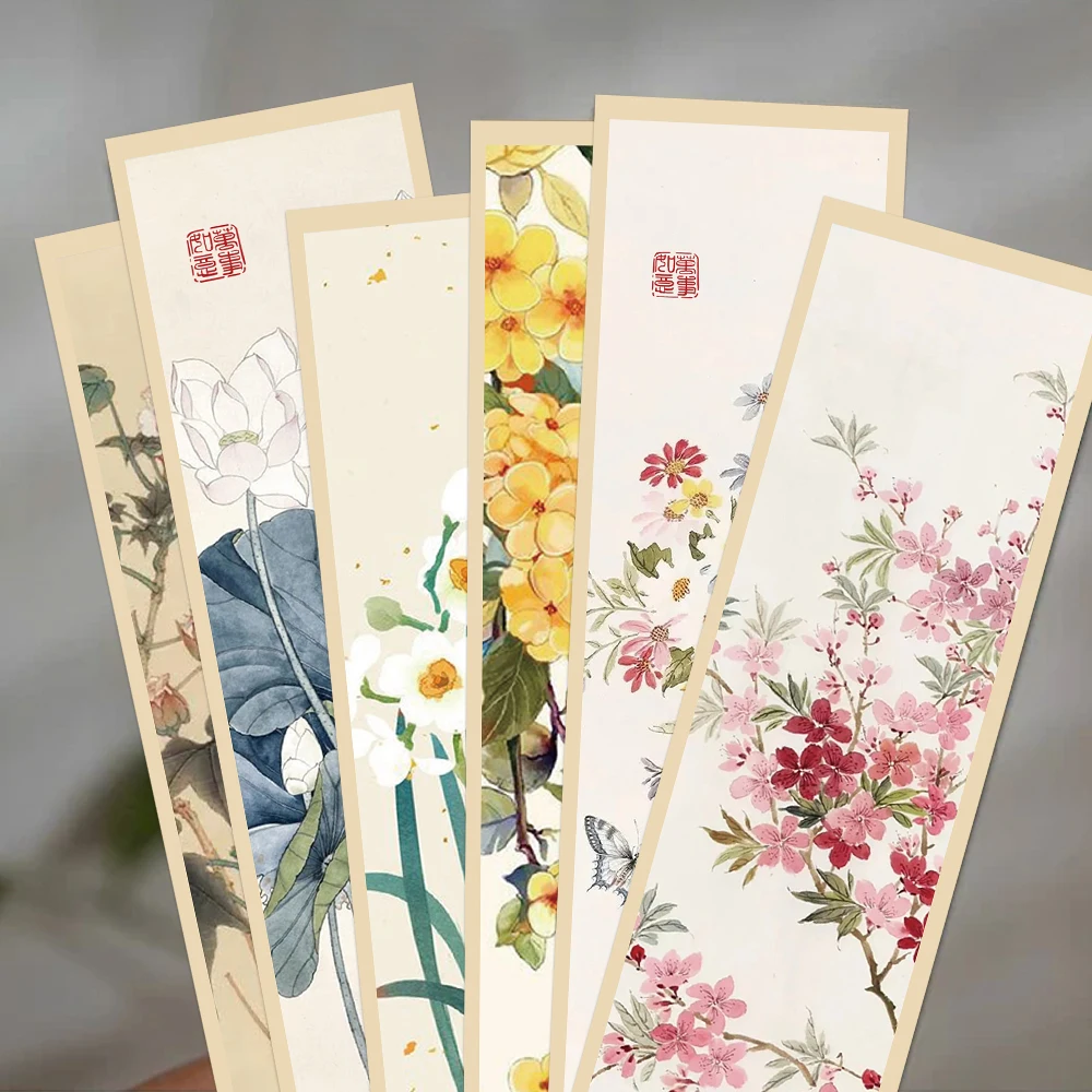 30PCS Chinese Painting Style Bookmark Chinese Ink Painting Reading Pages Book Marking Notebook Marking Card Student Stationery