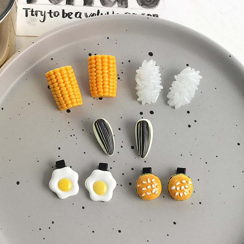 Simulation Food Hairpin Cute Seeds Corn Rice Burger Side Hair Clips Headdress Ornament Funny Hair Decoration Girls Kids Gift