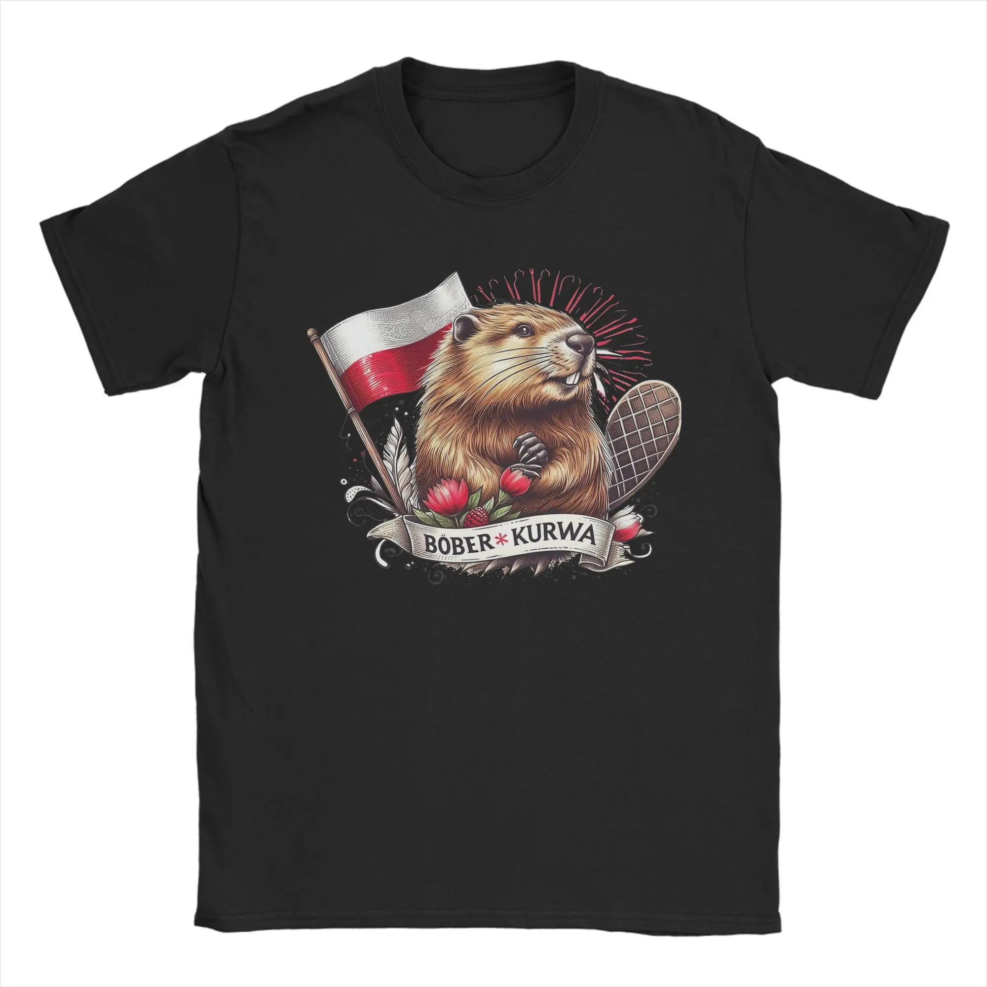 Bober Kurwa Poland Flag Bober Kurwa T-Shirts for Men Pure Cotton Tee Shirt Crewneck Short Sleeve T Shirts Plus Size Clothing