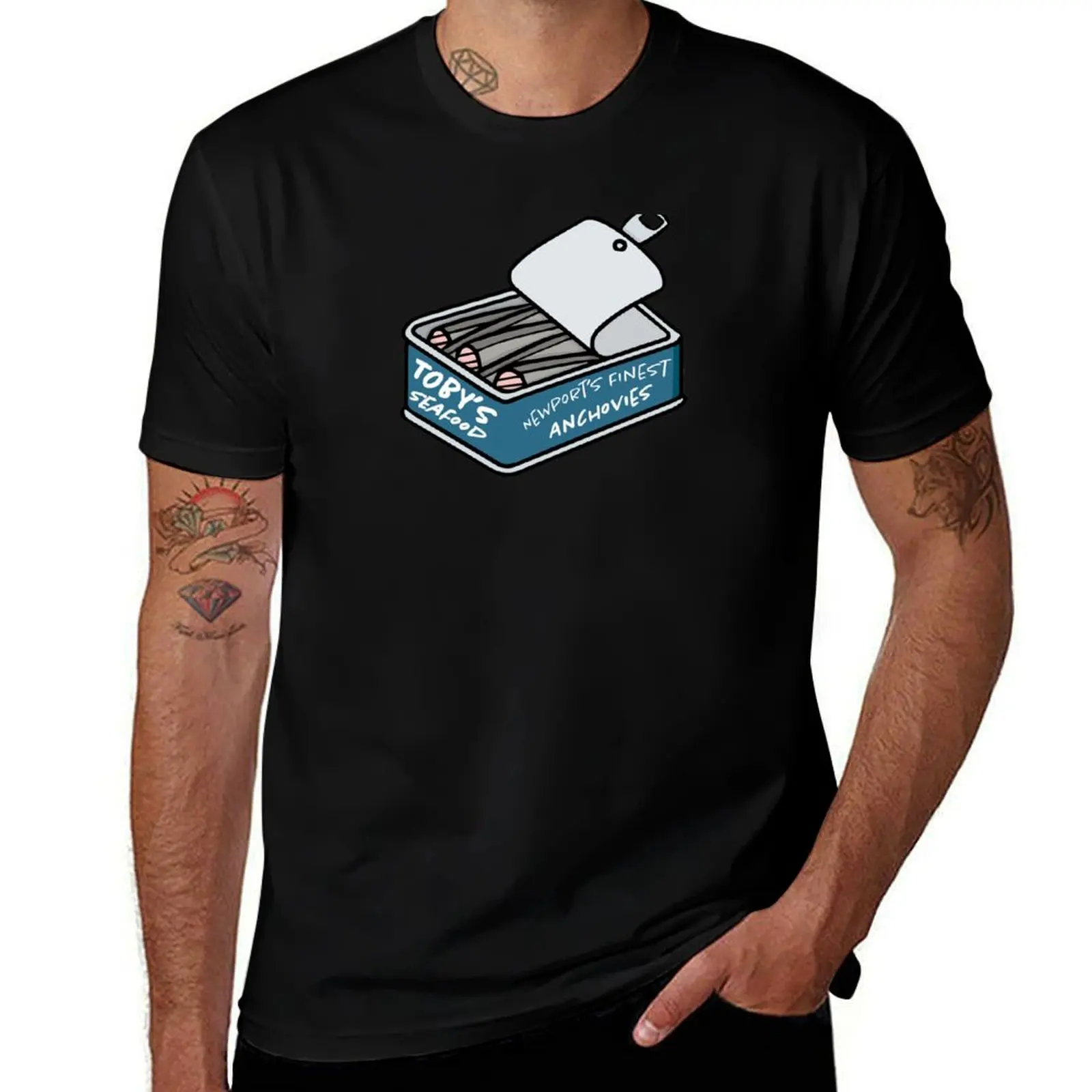 Toby's Anchovies - Newport's Finest T-Shirt No Iron Casual Short Sleeve Top T-Shirt