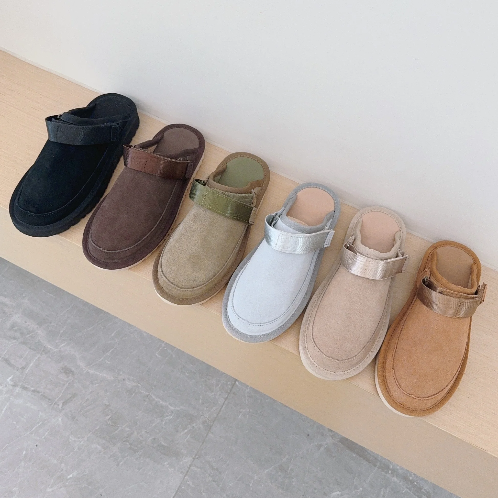 Women Man Genuine Leather Slippers Autumn Winter Indoor Anti-Slip Warm Unisex Slippers Classic Lady Comfort Flat Shoes
