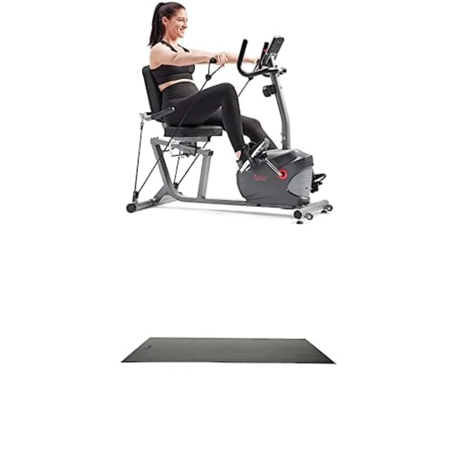 

Велотренажер с приложением SunnyFit и Bluetooth-подключением, черный, для домашнего спортзала, с защитным ковриком из пеноматериала для пола