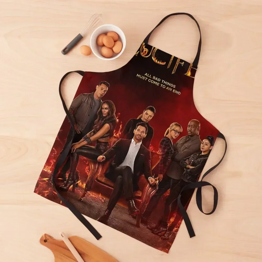 

Lucifer The Final Season Apron Men's Kitchen Korean Kitchen Novel Kitchen Accessories with pockets Apron