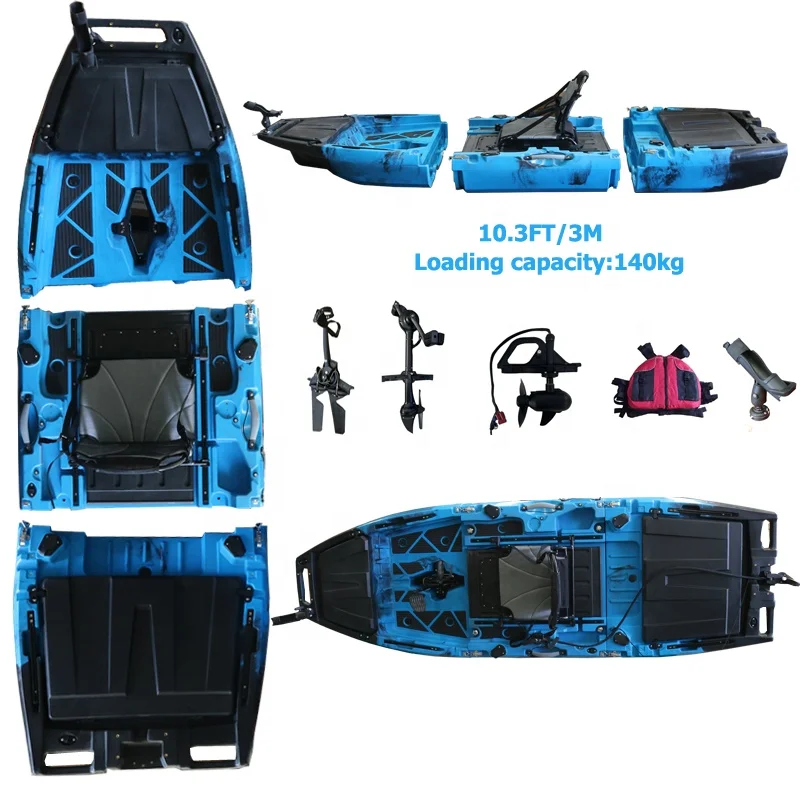 Detachable Pedal Kayak, 3-Section Single Seat, Flap Fin Pedal Drive, Rotomolded HDPE Hull, for Lake River Ocean Angling Touring