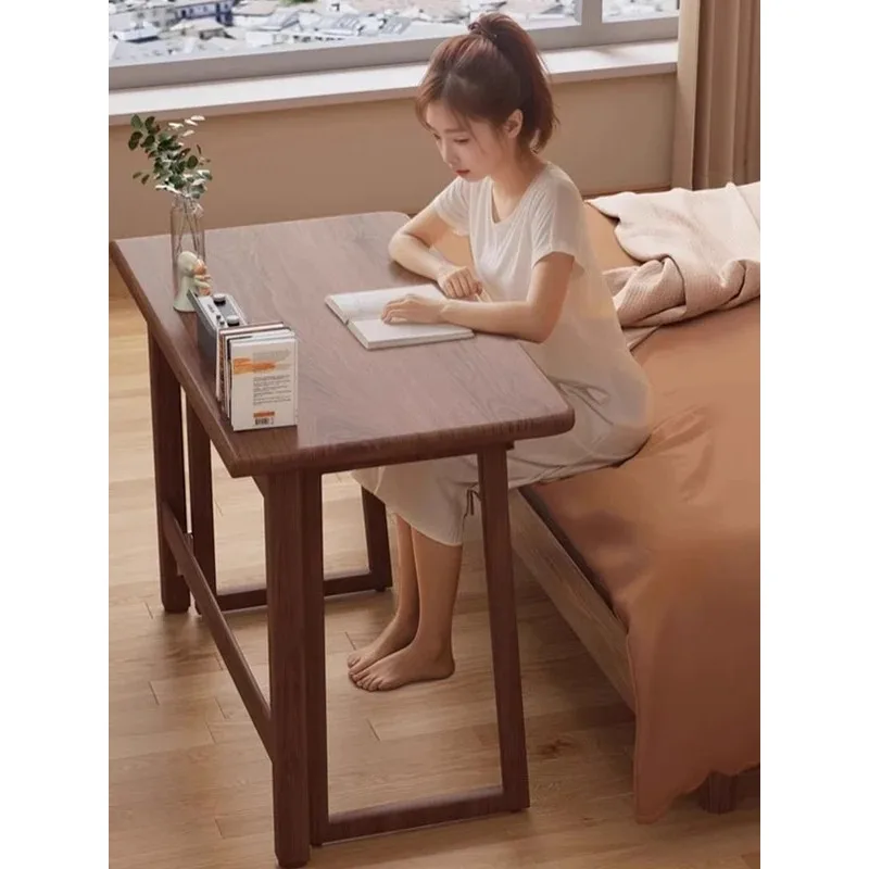 Folding computer desk, bedroom, home desk, integrated against the wall, long table, simple rental house, new narrow wood table
