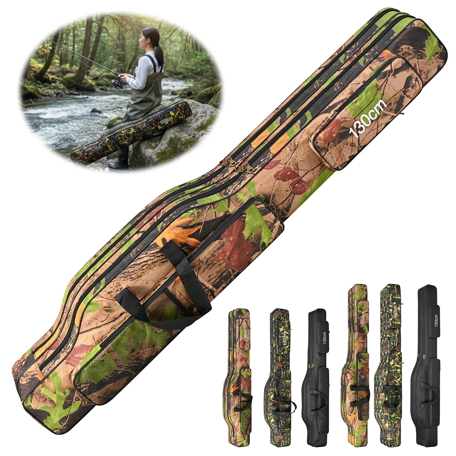 

Двухслойный чехол для удочек из ткани Оксфорд 600D, складной чехол для переноски удочек, сумка для хранения рыболовных катушек и снастей, подарок для мужчин