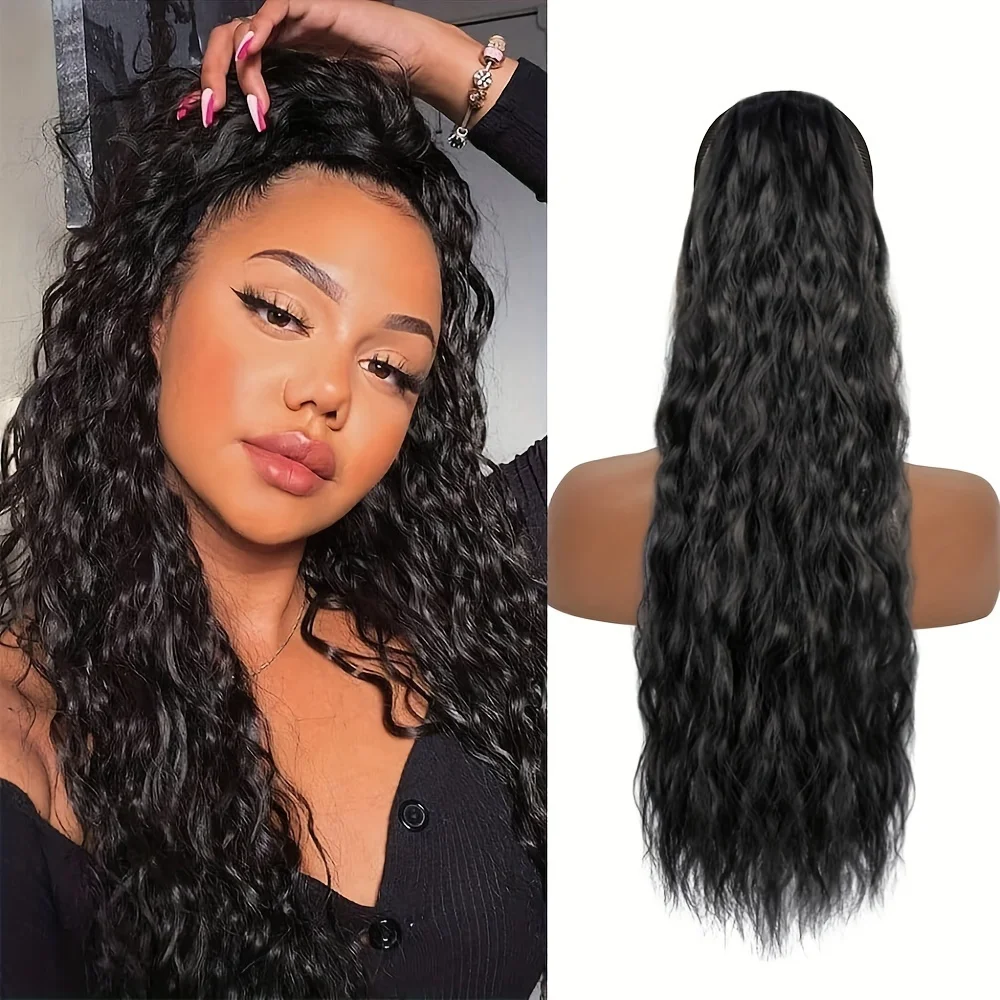 

22inch Curly Ponytail Corn Wave Hair Extension Synthetic wigs fluffy Claw Clip In Ponytail Extension Hairpiece women Daily Use