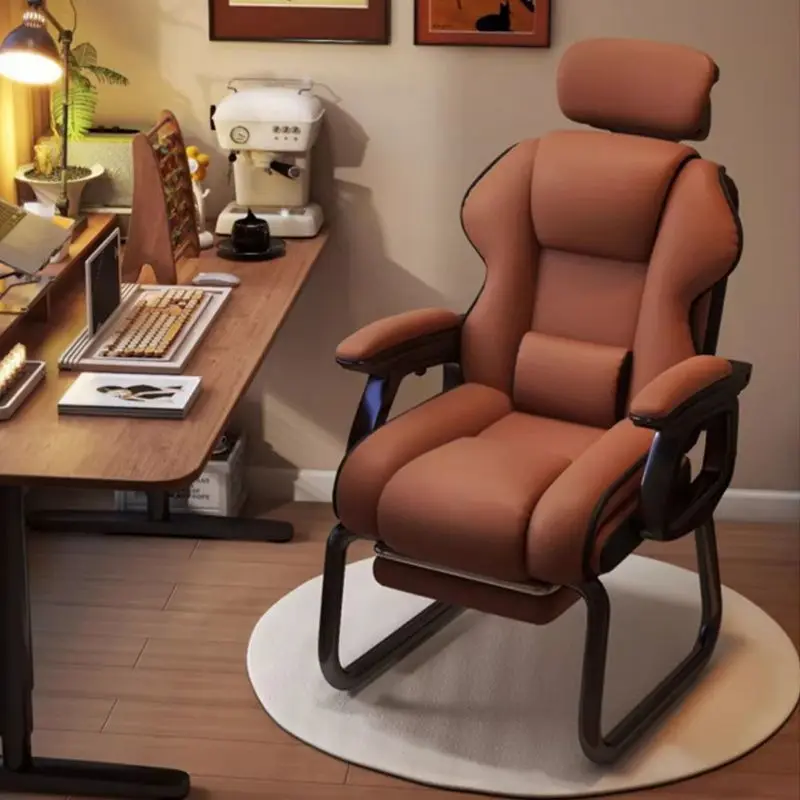 Home Reclining Computer Chair, Ergonomic Gaming Office Seat, Lumbar Sofa Chair for Bedroom, S‑Curve Double Layer Thick Backrest