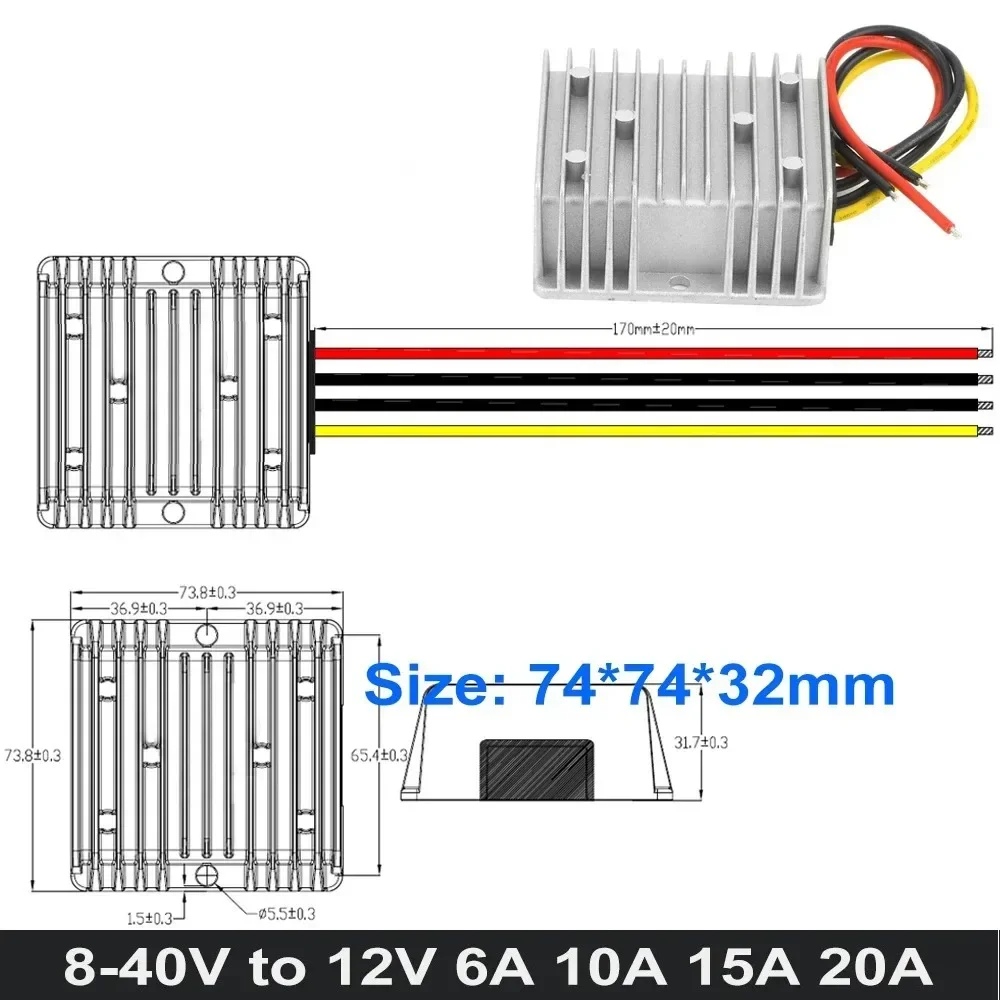 8-40V TO 12V 1A 2A 3A 4A 6A 10A 15A 20A 25A 30A Step Up/down DC DC Power Converter Buck Boost Voltage Regulator Car Power Supply