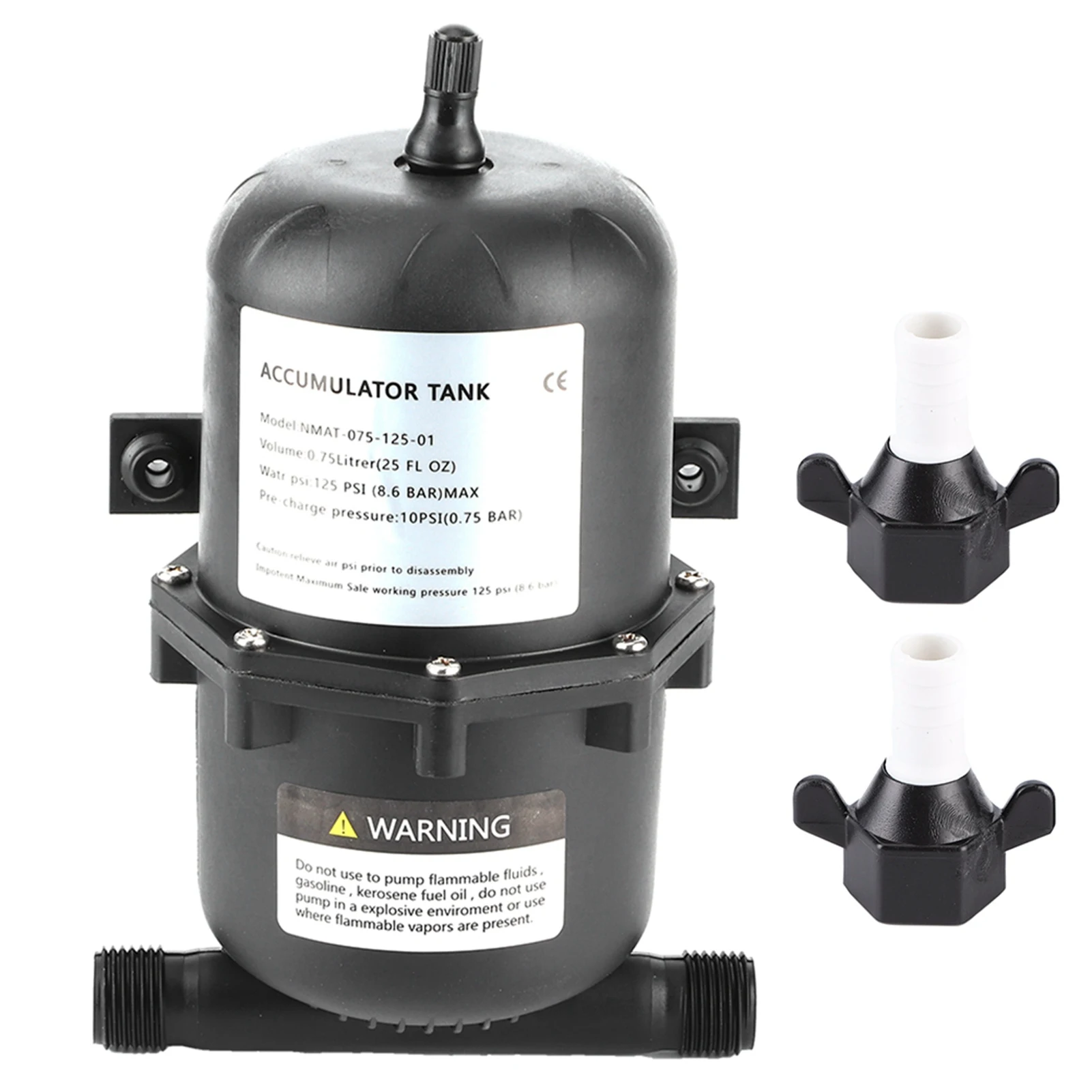 Acumulador Tanque de presión Bomba de agua Mini tanque de presión Control de flujo 0,75 L 125PSI Impermeable para barco RV marino