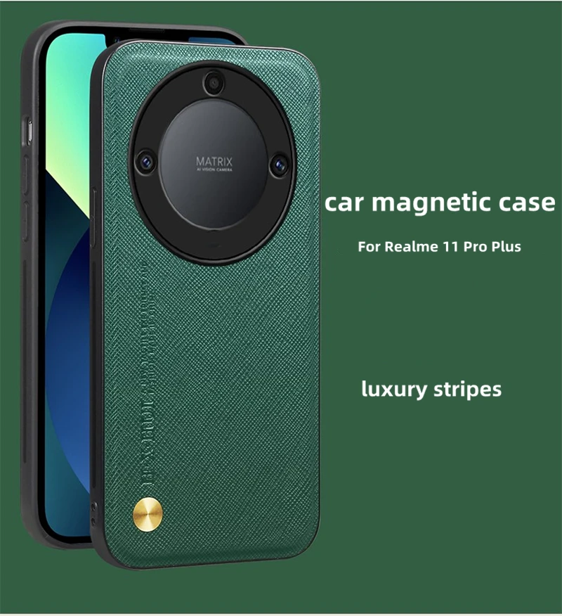 

Car Magnetic Case For Realme 11 Pro Plus Luxury Stripe Matte Phone Case For Realme 11 Pro+ 11Pro Shockproof Bumper Cover Coque
