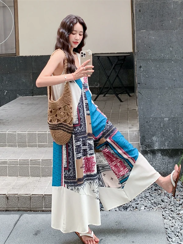 n Print Svel Rer dames zomer nieuwe faion casual wijde pijpen broek trendy hoge taille rits polyester