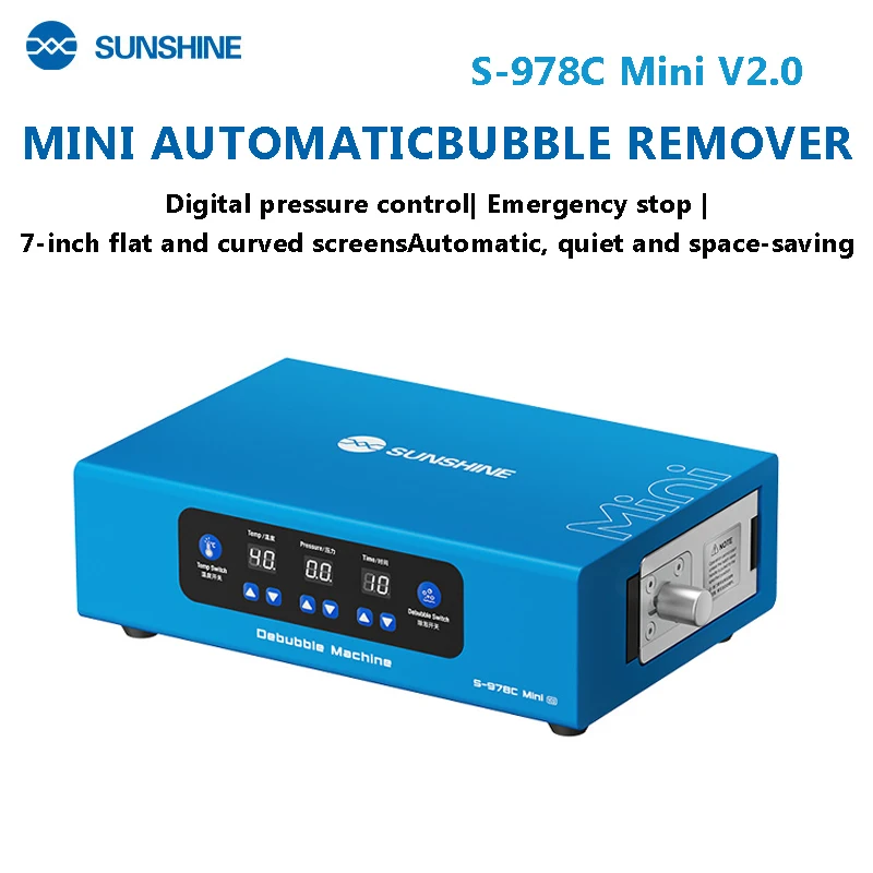 SUNSHINE S-978C Mini V2.0 Entschäumungsmaschine, 7 Zoll Digitaler Druckregler-Entblasenentferner für Flache und Gebogene Handybildschirm-Reparaturwerkzeuge – Detail 1
