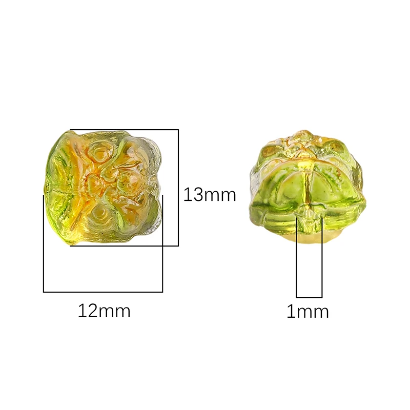 10 個中国風のクリアライオンダンスガラスビーズ 12 × 13 ミリメートルルーススペーサービーズジュエリー作成 DIY ブレスレット電話チェーン所見