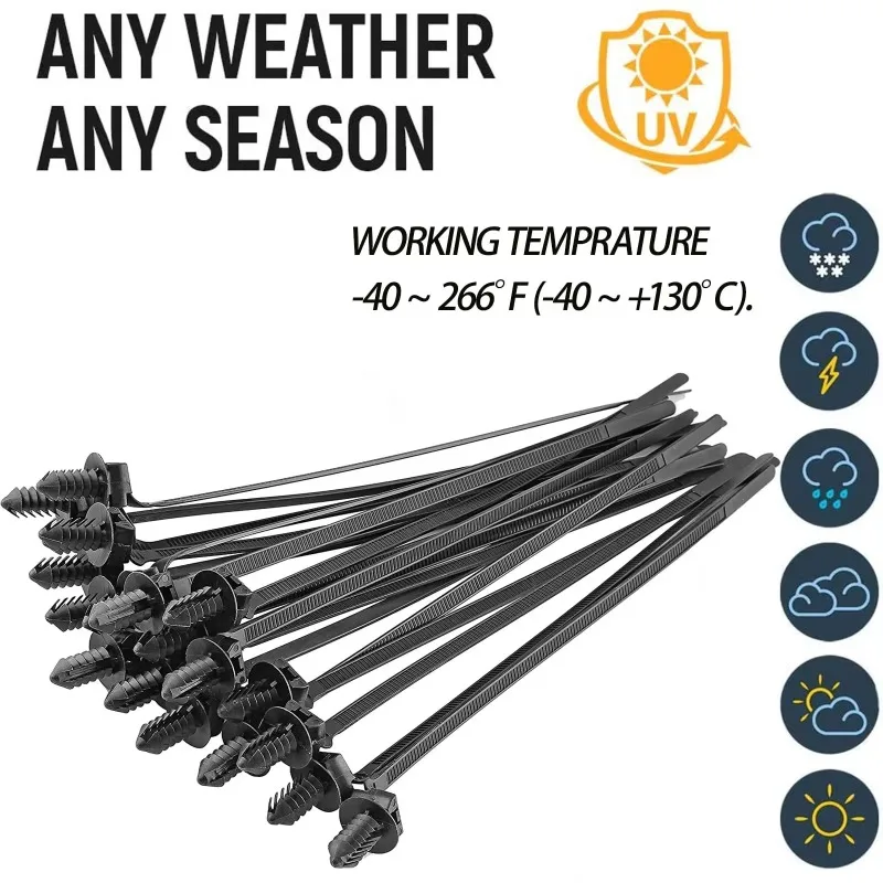 Picture 3: Nylon Car Cable Ties Threaded Head Automotive Wire Management Straps Self Locking Fasteners Universal Vehicle Organizer Quality