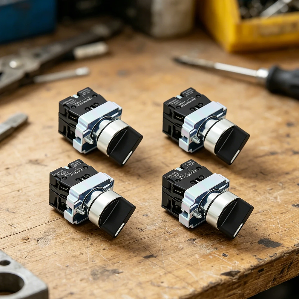 4pcs 3-Position Rotary Button Switch Self-Locking Knob Switch For XB2 ZB2-BE101 Equipment Accessories