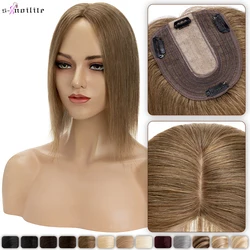 S-noilite 10x12cm Toppers per capelli 3.5x9cm Base In seta parrucca per capelli naturali 100% capelli umani per le donne fermaglio per capelli nelle estensioni dei capelli