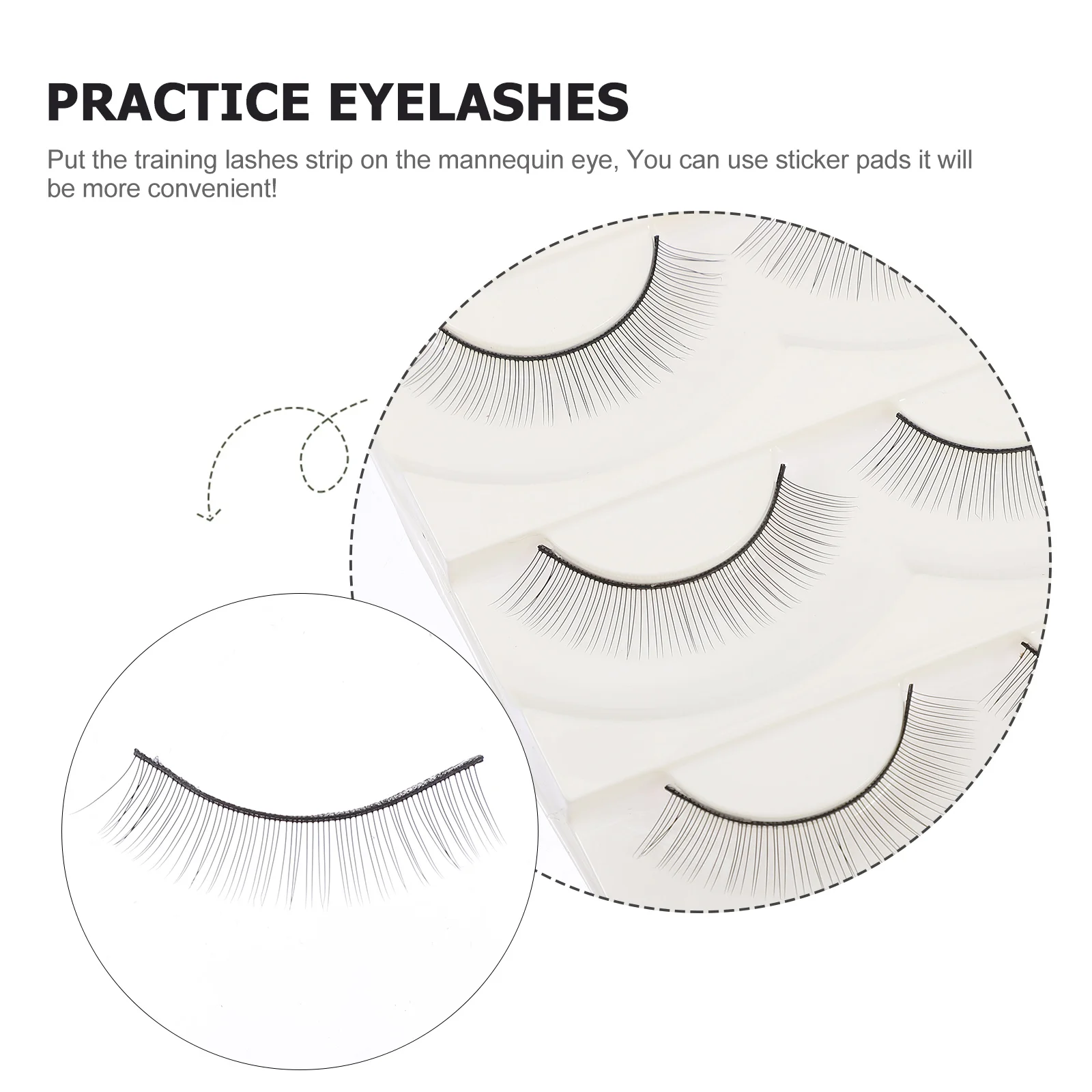 

5 Pairs Fake Eyelashes Practice Soft Faux Extension Kit for Beginners Black Mannequin Head