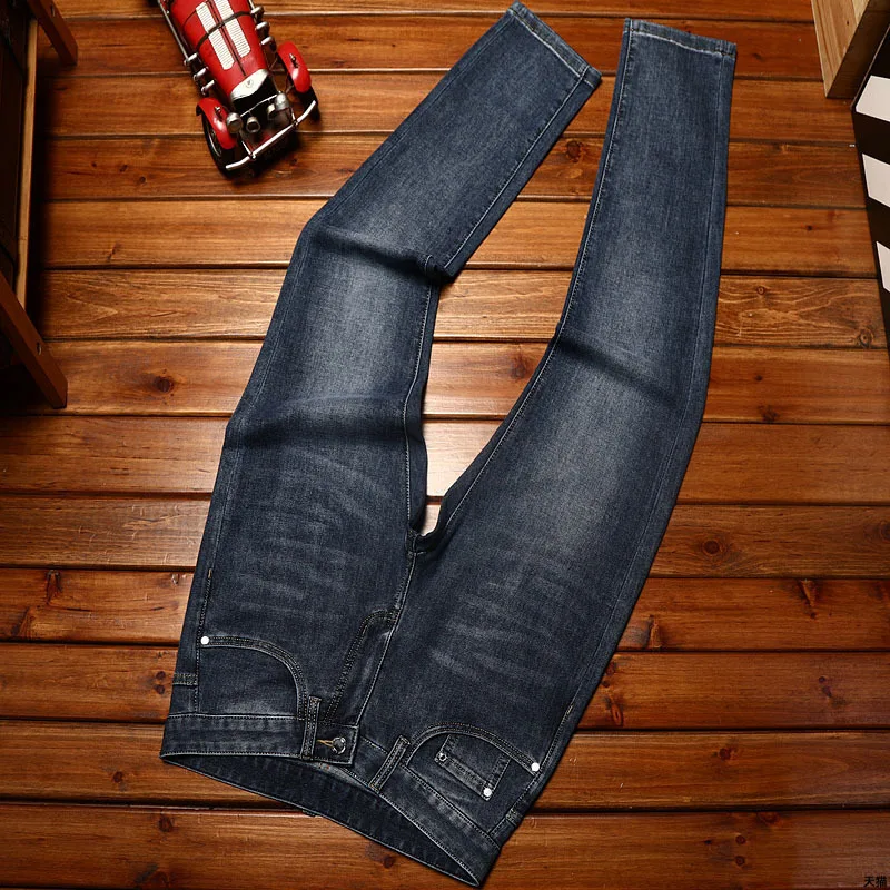 Calça jeans de luxo leve estampada masculina, estiramento justo, de qualidade alta, casual, moda, combina com tudo, na moda