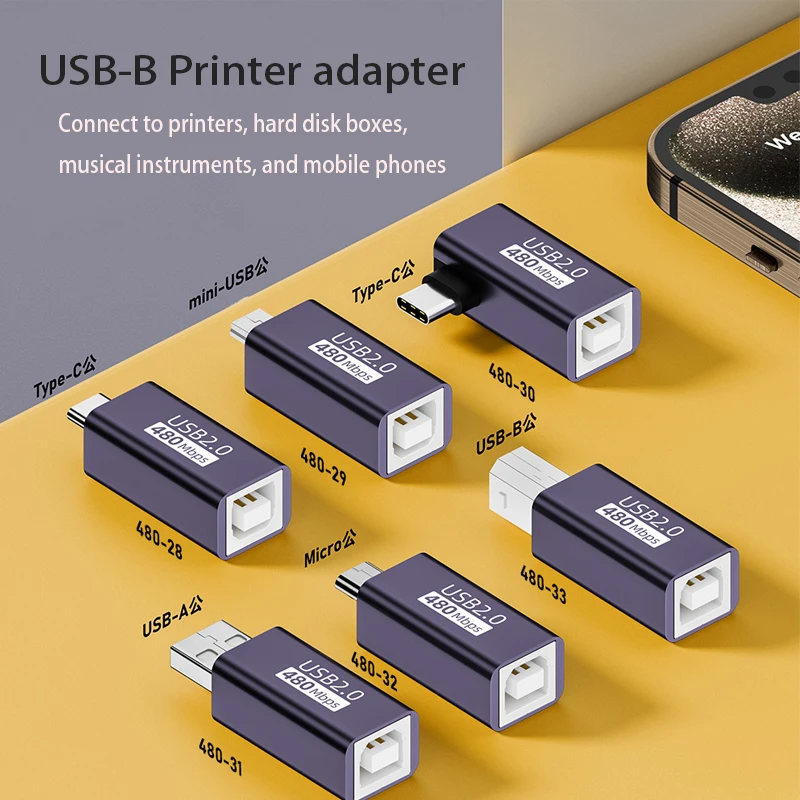 Mini Micro USB 5pin Type-c USB 2.0 male to USB 2.0 B Type Female Printer Scanner Adapter connector M/F for electronic piano