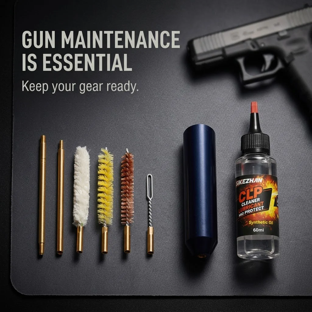 9mm .38 .357 Caliber Pistol Cleaning Kit Portable Handgun Cleaner Tool Set with Brass Brushes Rods Pocket Gun Maintenance Kit
