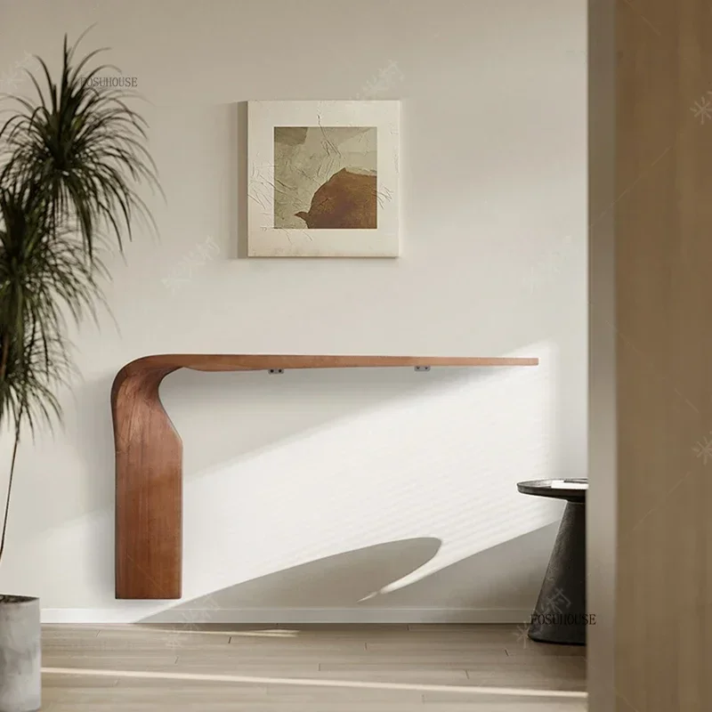 European Minimalist Console Table for Entrance Solid Wood Special-shaped Table Unique High-end Design Console Tables for Hallway