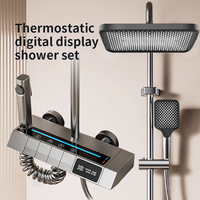 Constant temperature digital piano shower head set for home bathroom,  gray, pressure spray head
