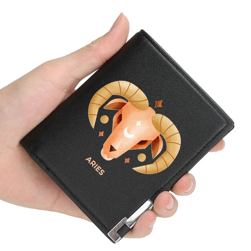 New Arrivals Fashion Aries classic Printing Pu Leather Wallet Men Women Billfold Credit Card Holders Short Purses