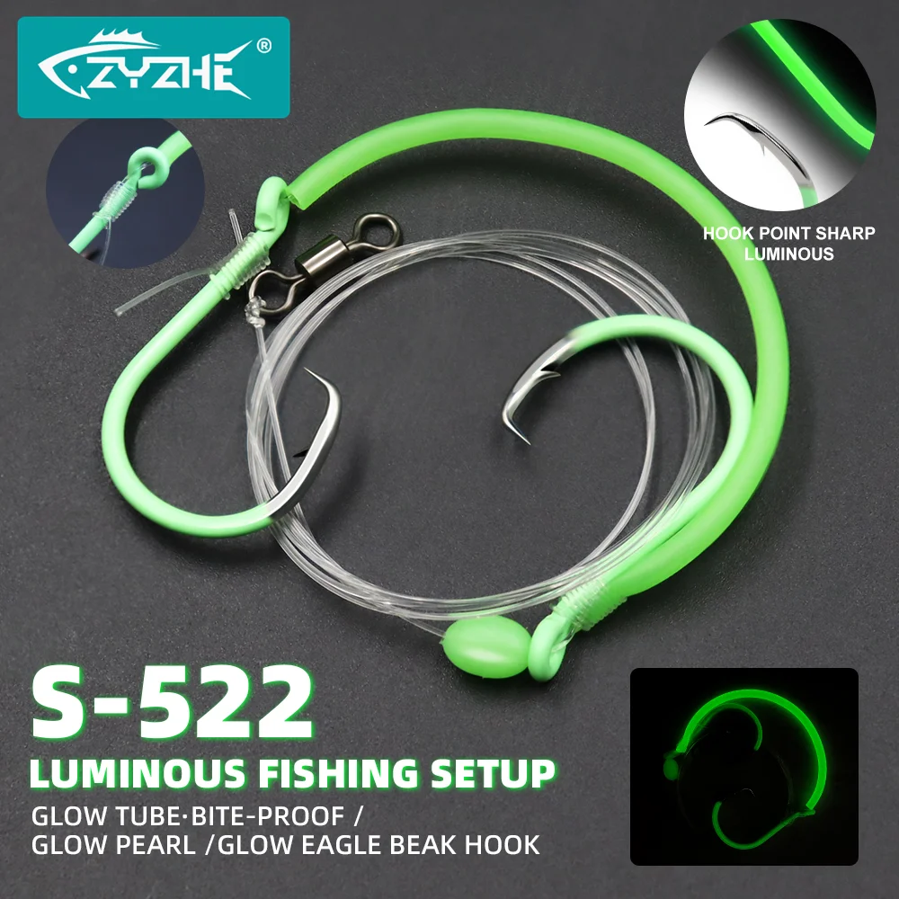 ZYZHE Aparejo Pesca Anzuelo Circular Luminoso Doble 3/0 a 6/0 - imagen 3