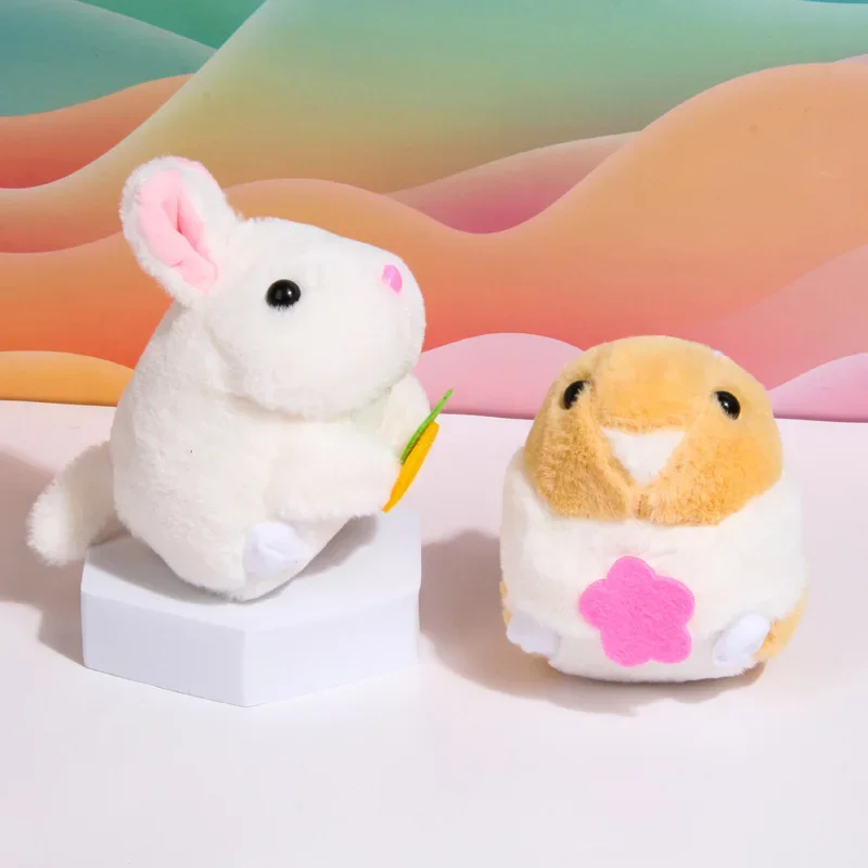 2024 Hot Cartoon Wagging Tail Simulation Little Rabbit Hamster Kawaii Plush Toys Hobbies Creative Exclusive Design Gifts Friends