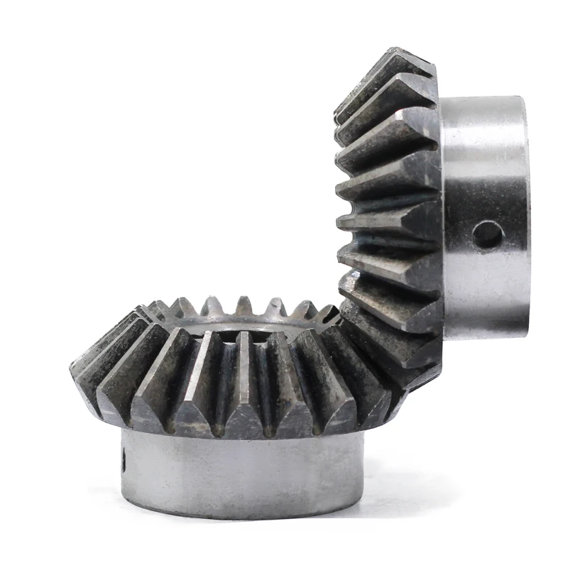 Ingranaggi conici con foro standard 2/2.5/3/3.5/4M Foro pronto 45 #   Ingranaggio industriale ad angolo retto da 90 gradi tempestato in acciaio