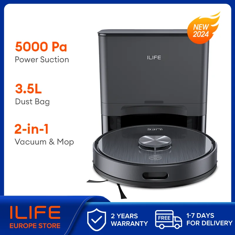 ILIFE T20S LDS Robot Vacuum Cleaner,5000 Pa,Auto Empty Dock 60 Days Hands off Cleaning Vacuum And Mopping Wet / Dry Sweeping