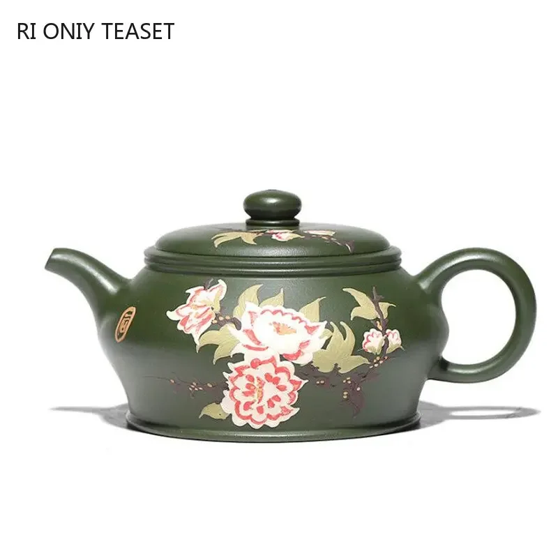 

200ml Chinese Yixing Purple Clay Teapots Handmade Flower Pattern Tea Pot Raw Ore Green Mud Kettle Household Zisha Tea Set