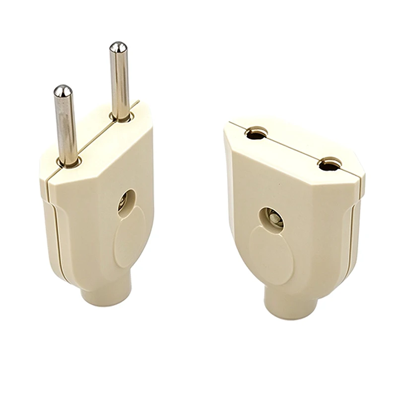 ABS 10A 250V 2 Pin EU Plug Male Female Socket DIY Wiring Power Connector