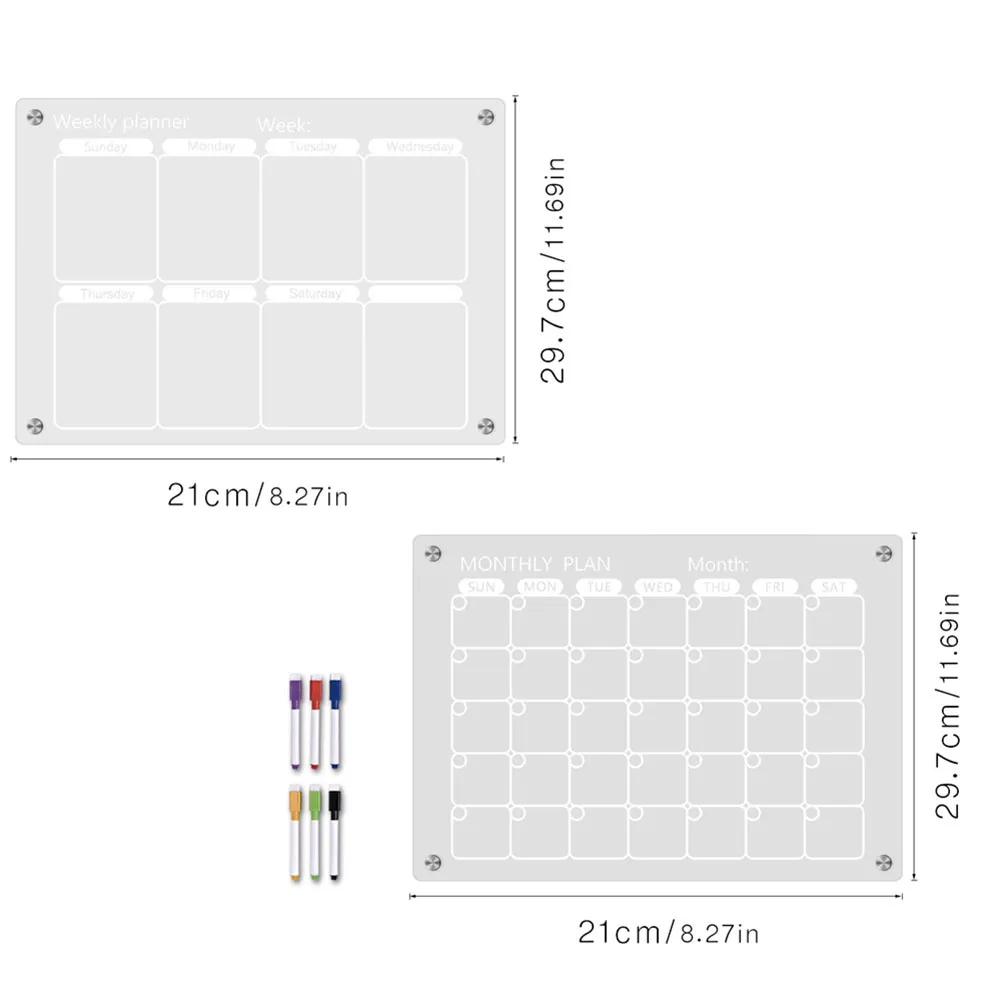 Refrigerator Magnetic Planner Water-soluble Markers 8.27x11.69in Meal Plan Menu Calendar Planner New Practical