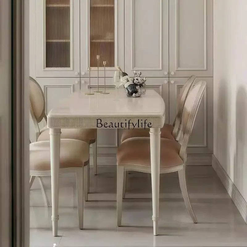 

yj19 American light luxury all solid wood dining table and chair combination rectangular dining table modern simplicity