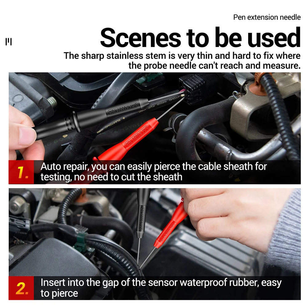 

2 Pairs Multimeter Test Probes Nickel Plated Brass Puncture Leads Automotive Diagnostic Tools High Sensitivity Reliable