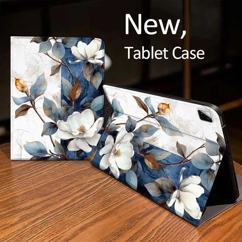 

White Flower Gold Swirl For Xiaomi Mi Redmi Pad 2 4 5 7S 6S 6 7 8 Plus SE Pro K 2025 inch 8.7 11 Tablet Case