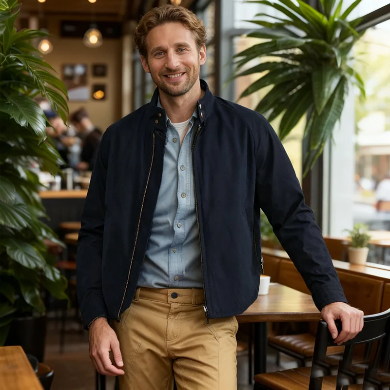 Simple Men's 2026 Spring and Autumn Jacket Jacket Men's Stand-up Collar Zipper Solid Color Jacket