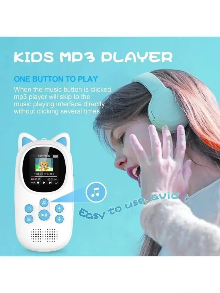 

F62C Обучающий MP3-плеер для детей с дисплеем времени, блокировкой экрана, емкостью 4000+ песен, подвесной радиозапись